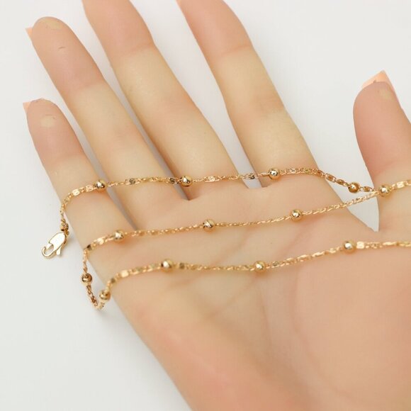 "Rose Gold Beaded Chain Necklace, XPNL0189 - Picture 2 of 12